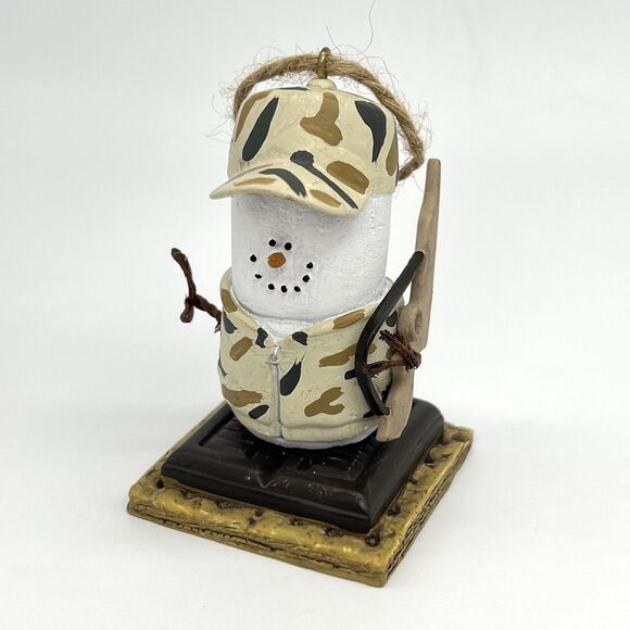 VTG Original S'mores Ornament Camo Hunter 3” Resin Marshmallow Snowman 2005 - Picture 6 of 8